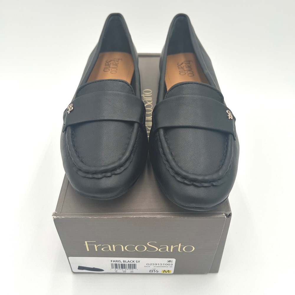 Franco Sarto Faris Black Loafers Women's 8.5 M Slip On Flat Classic New